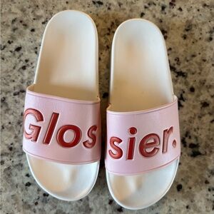 Glossier Pink and White Slides